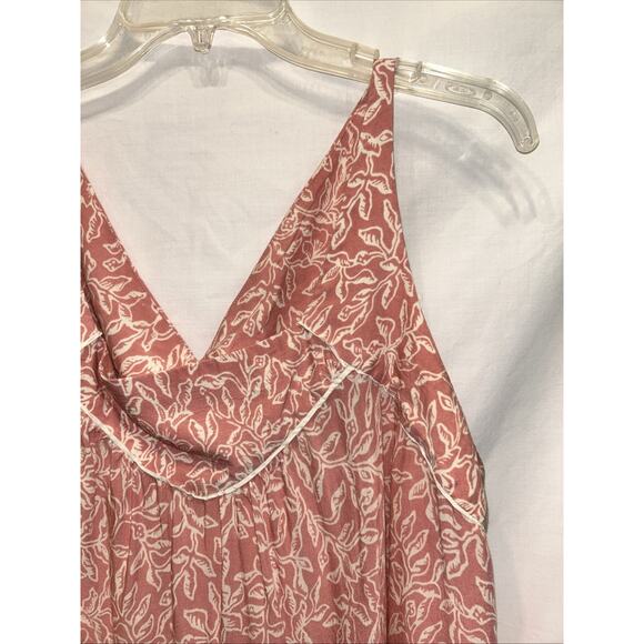 Maeve Anthropologie Large Floral Sleeveless Top Blouse Pink Yoke & Cutout Back - Picture 3 of 9